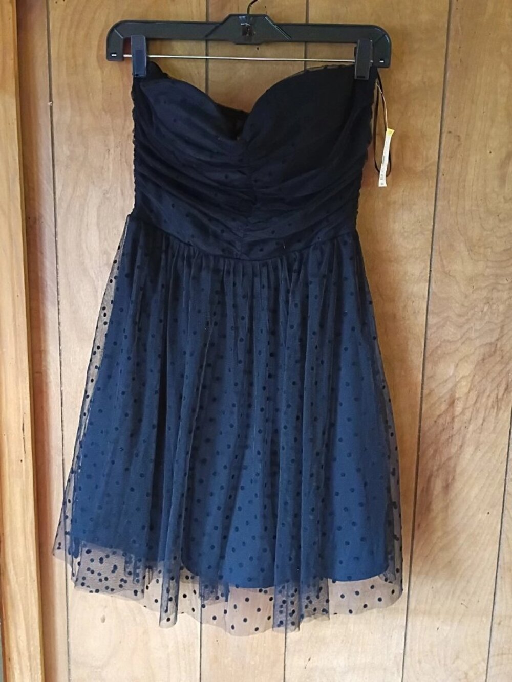 Bongo Women’s Size 11 Black Strapless Polka Dot Tulle Dress NWT Back Zip